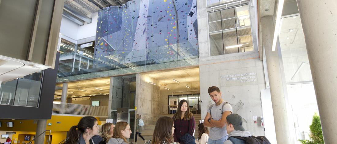 Group of students having a pleasant conversation.
