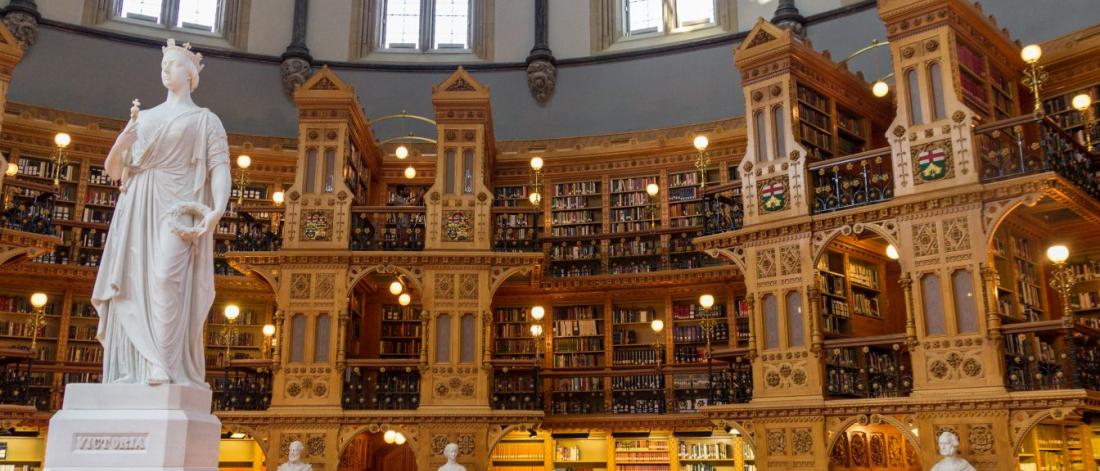 Inside of a parliament of Canada library.