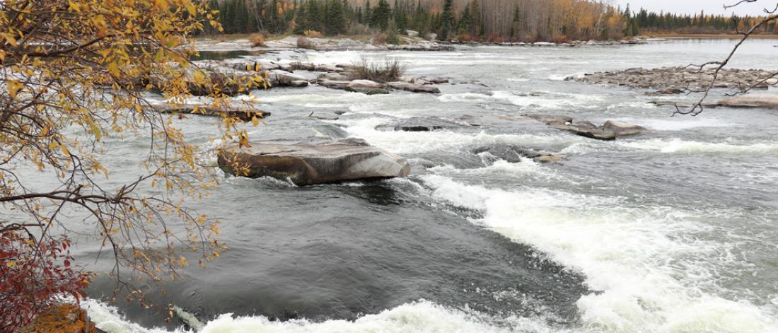 Rushing water scenic image taken in Norway House, Manitoba.