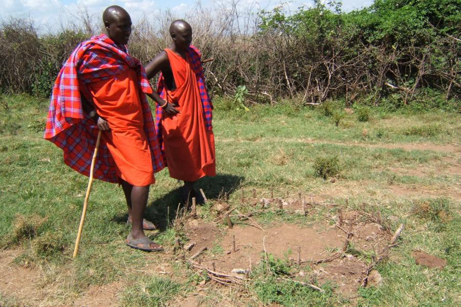 Young Masai men in traditional dress