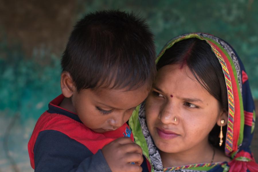 Mother and son in India