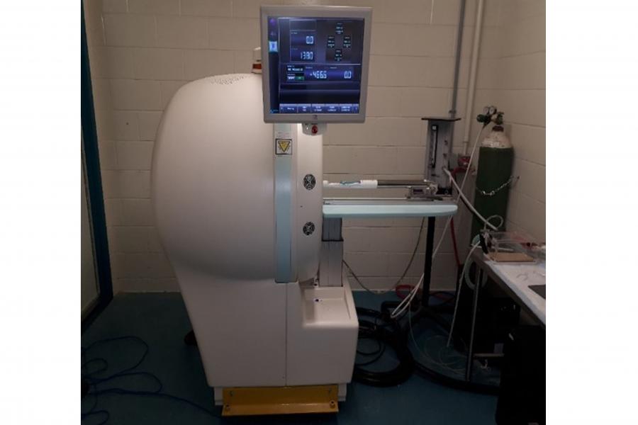 Complex equipment called Mediso NanoScan SPECT-CT imaging system.