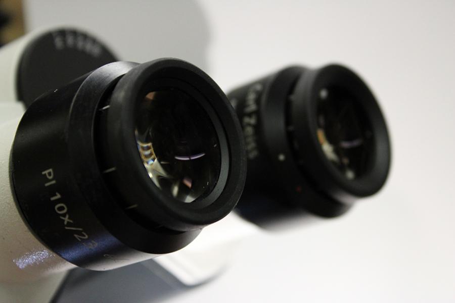 Eye pieces on a microscope.