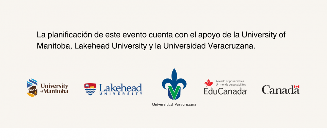 Logotipos de la University of Manitoba, Lakehead University, la Universidad Veracruzana, EduCanada y el Gobierno de Canadá.