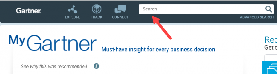 Gartner IT Research search bar.