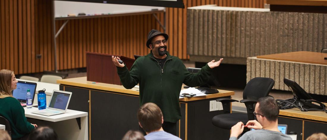 Dr. Amar Khoday teaching in the Moot Courtroom