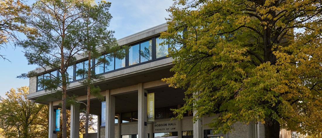 Robson Hall, the building that houses the University of Manitoba Faculty of Law during the Fall.