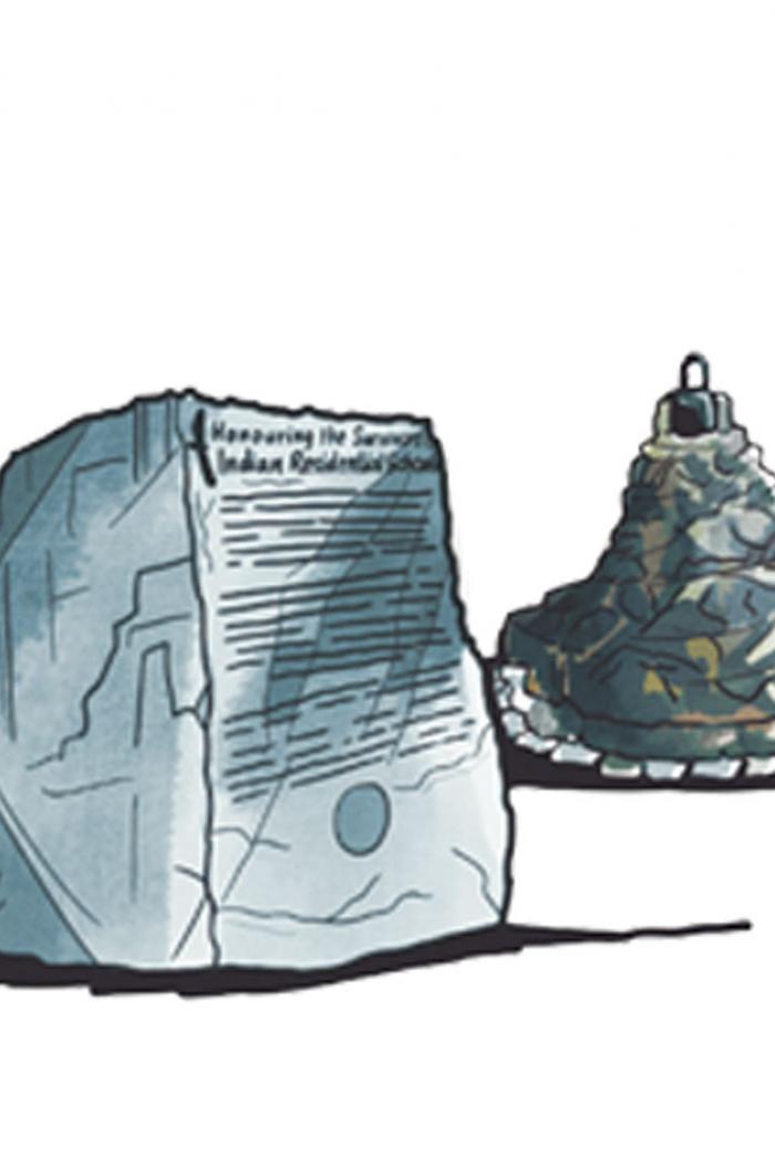 Illustration of Indian Residential Schools. IRS Monument