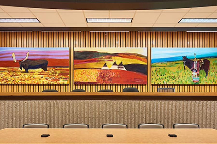 Paintings inside the Moot Court Room