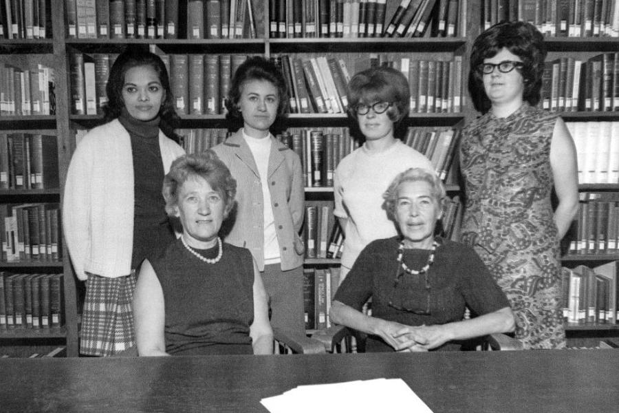 Administrative Staff 1969-1970 First Row - Left to Right: Millie Freeman, Mary Carey Second Row - Left to Right: Joan Permanand, Carol Magnusson, Mary Harsant, Linda Skoropata