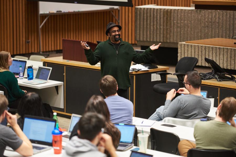 Dr. Amar Khoday teaching in the Moot Courtroom