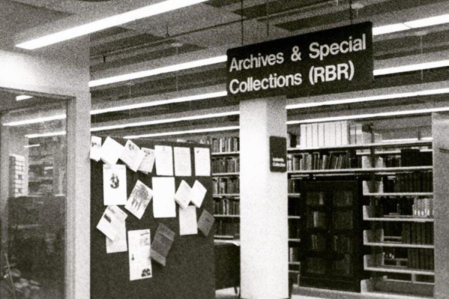 Image of the Archives & Special Collections sign (ca.1978-1990)