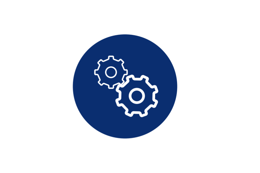 A graphic showing two gears, representing the processing phase of the research lifecycle.