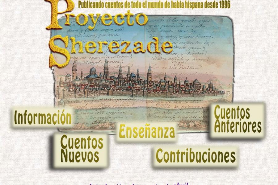 The homepage of the Proyecto Sherezade website