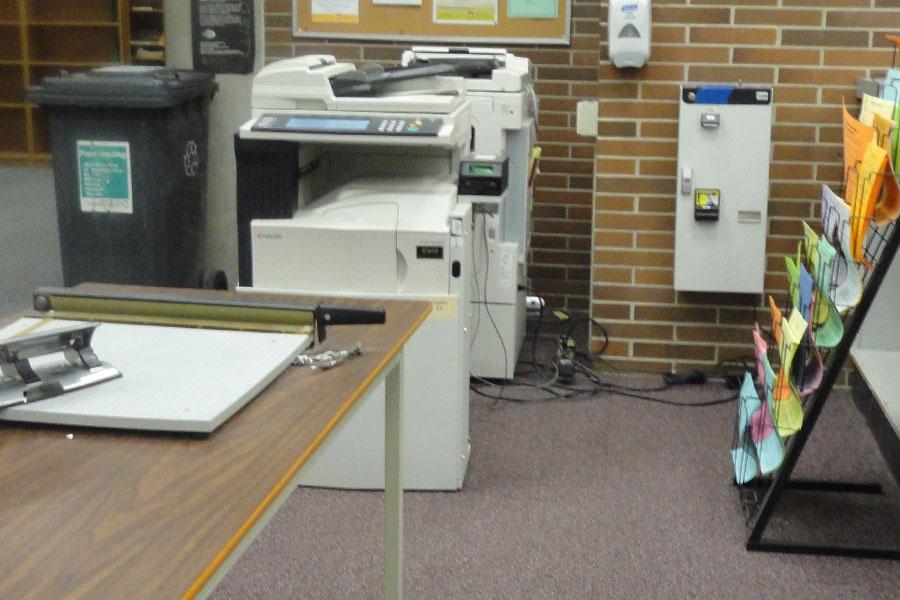 Father Harold Drake Library copier area.