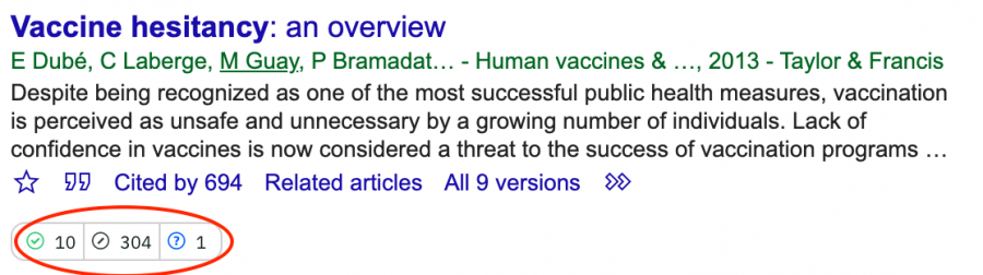 a screenshot of the smart citations feature in use