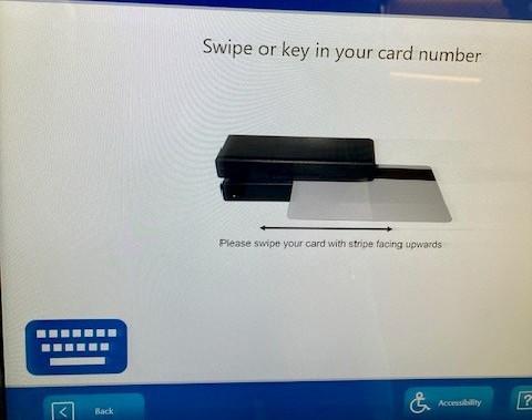 Pickup locker screen - Swipe your student card or use the on-screen keypad to enter your student card number.