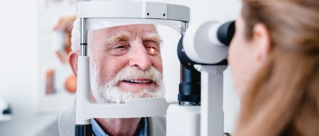 Man receiving an eye exam.