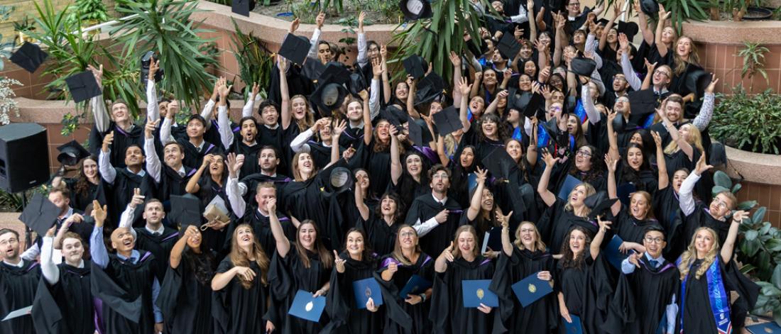 Students at convocation in dress robes