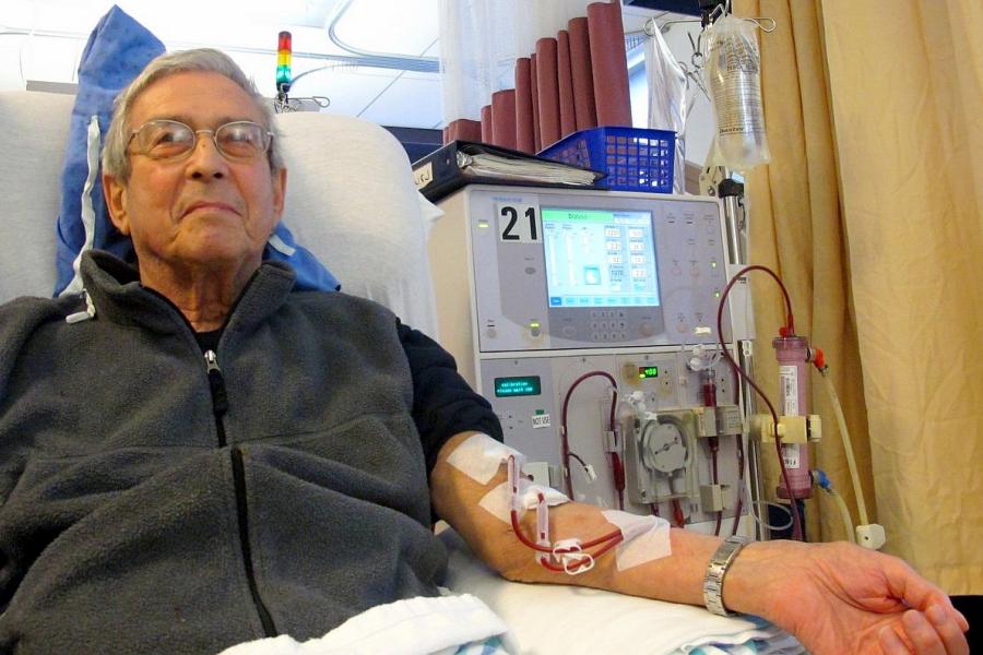Man receives dialysis.