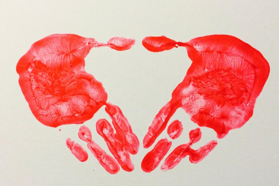 two red handprints.