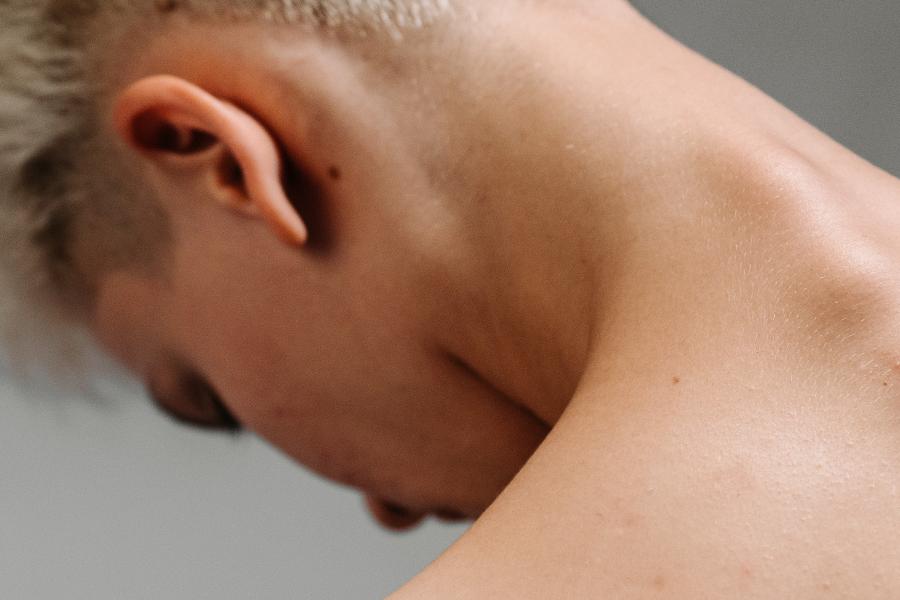 A woman's neck in close-up.