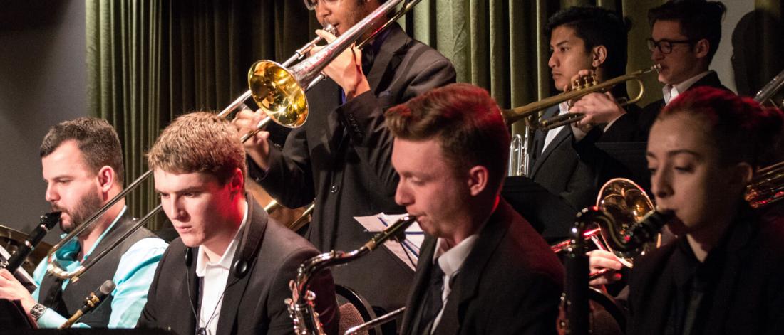 A jazz orchestra ensemble performance.