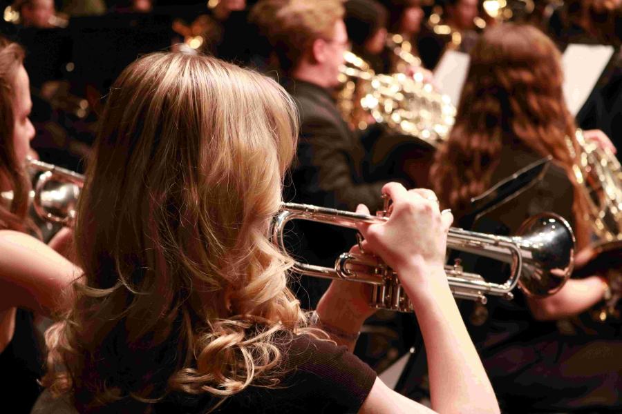 A trumpeter performs in concert