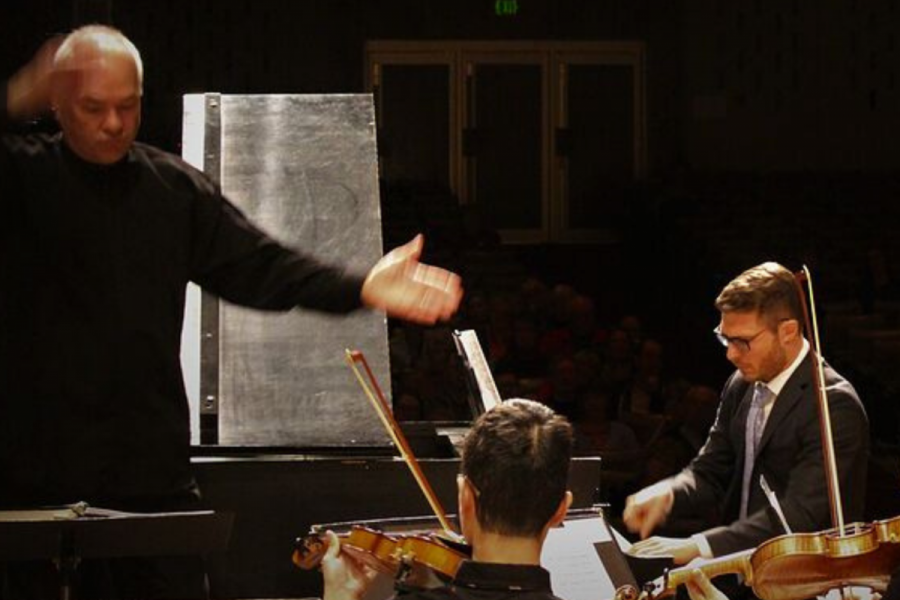 Stephen Runge with the Mount Allison Chamber Orchestra and conductor Greg Burton
