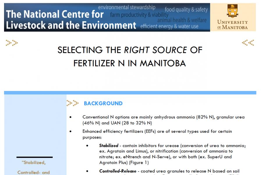 Selecting the Right Source of Fertilizer N in Manitoba cover