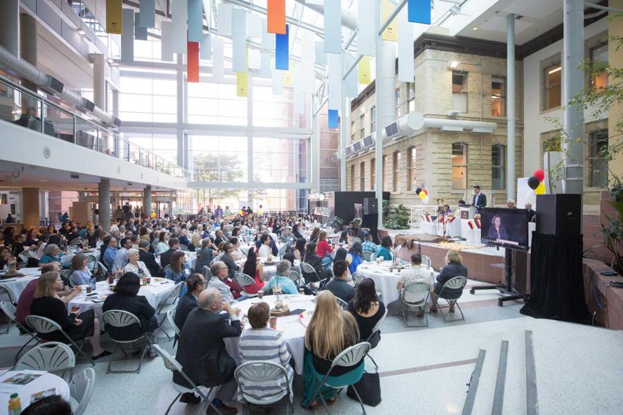 a large crowd gathered at the Indigenous Institute of Health and Healing to celebrate its launch.