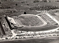 Pan Am track being built at the UofM, May 31, 1967