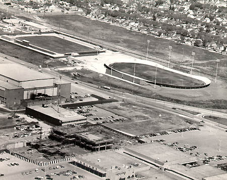 Aerial view of the Velodrome and Winnipeg Stadium