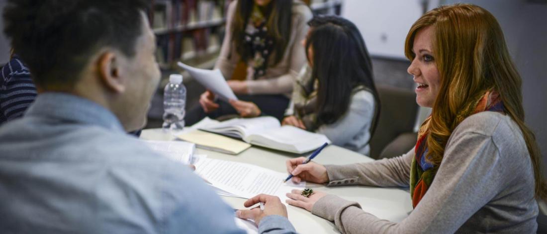 students studying in the library