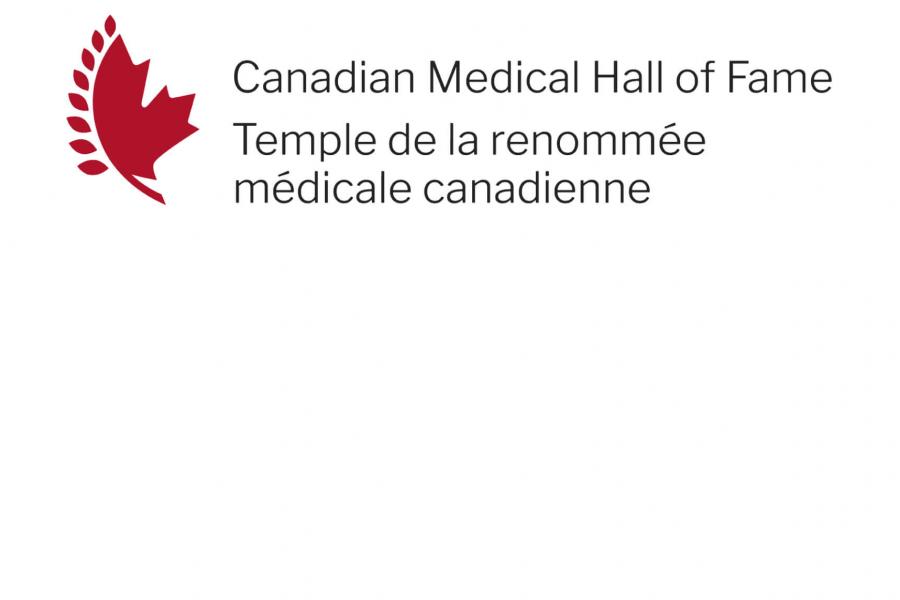 The bilingual Canadian Medical Hall of Fame logo, Temple de la renommee medical canadienne.