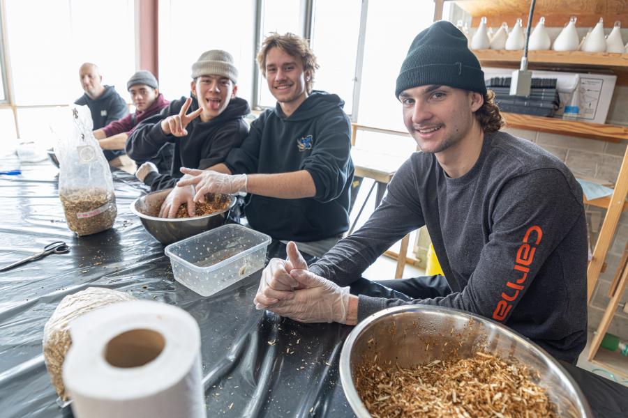 students working with kombucha