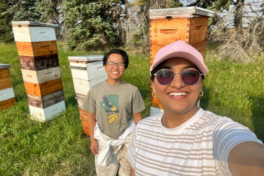 Charu and Keaira in the field 2025