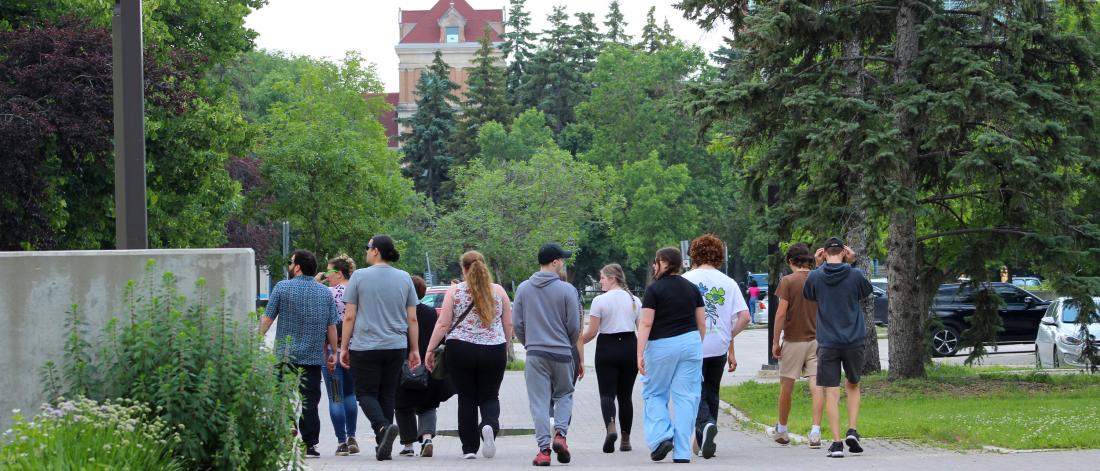 Photo of Wawatay students walking around the campus during the 2024 orientation.