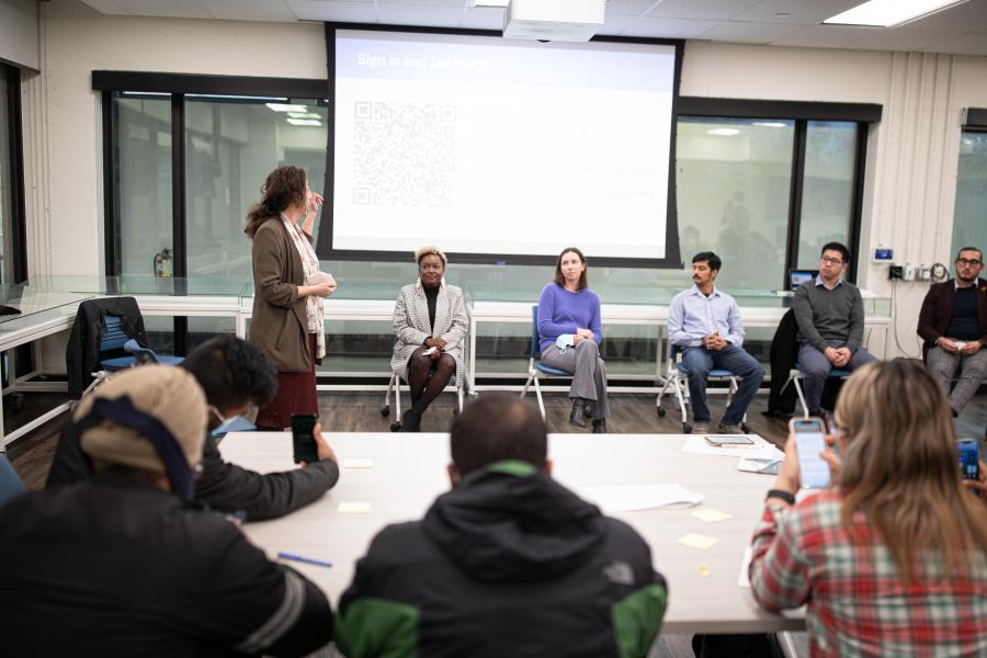 Jolen Galaugher talks to students at the Entrepreneurial Mindset workshop