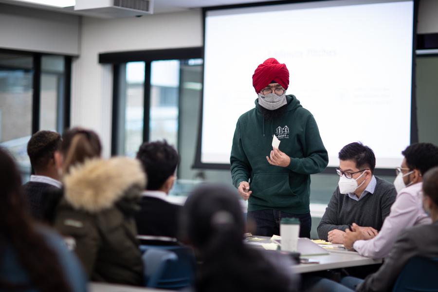 Student presenting ideas at the Entrepreneurial Mindset workshop