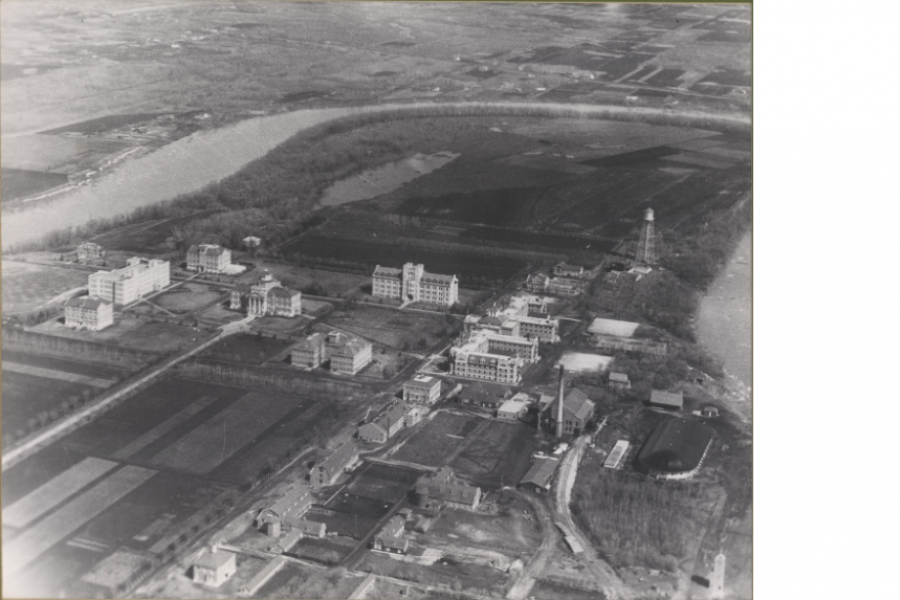 aerial shot of the old campus