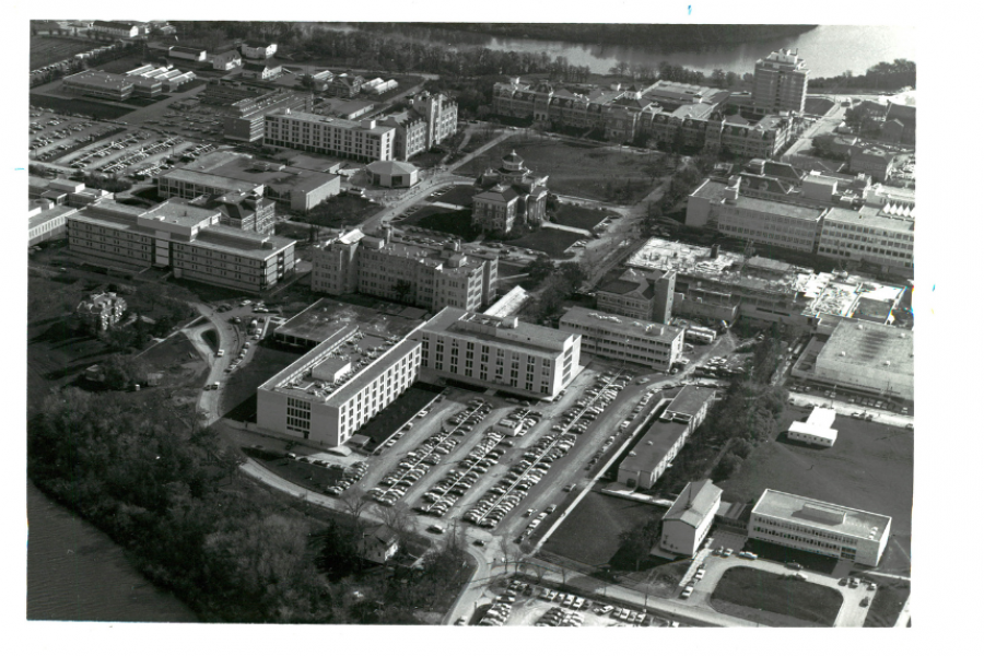 aerial shot of the old campus