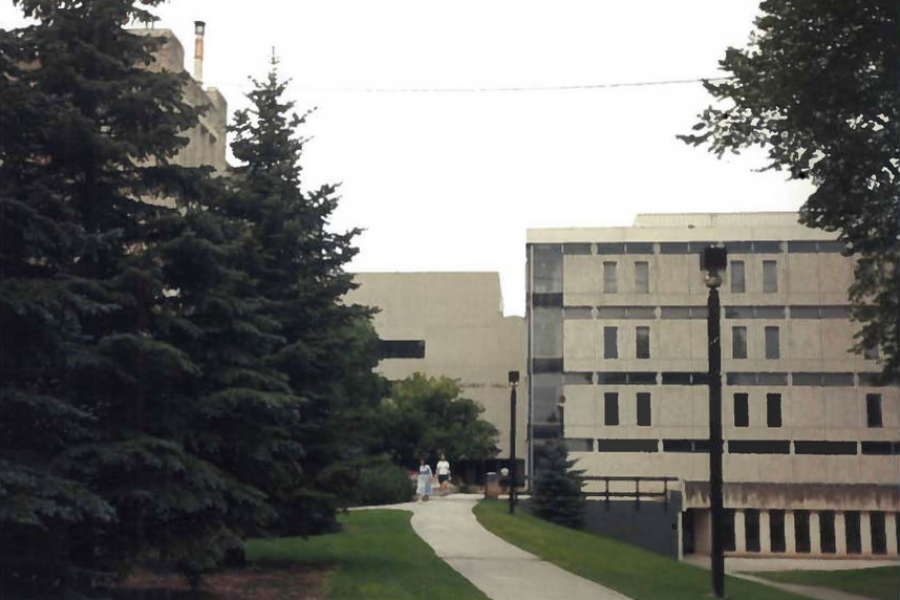 Buller Building Left and Machray Hall Centre and Duff Roblin Building Right