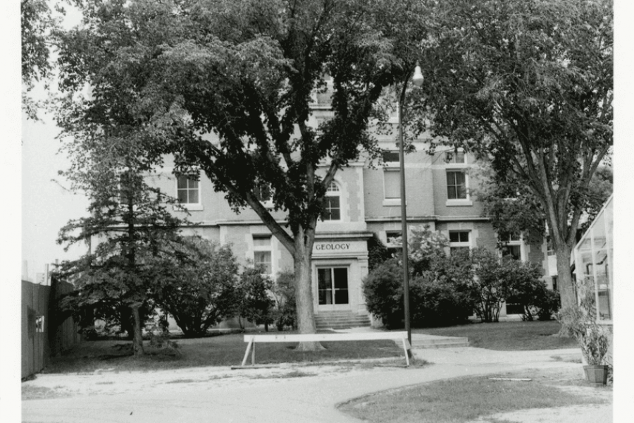 an old photo of the geology building