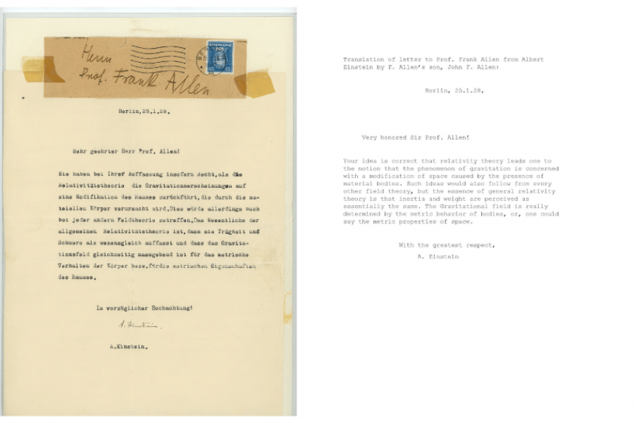 an old letter of einstein with translation