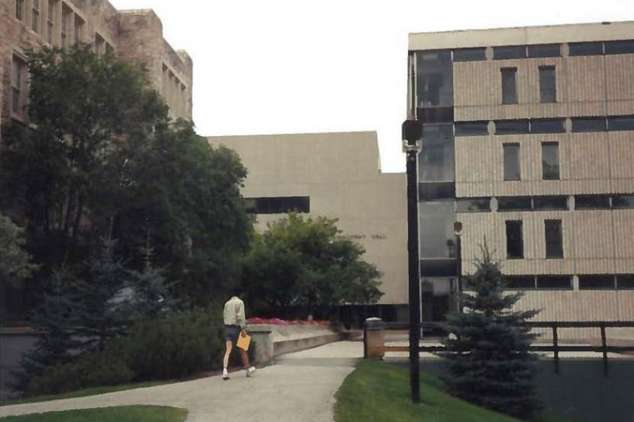 Buller Building Left and Machray Hall Centre and Duff Roblin Building Right