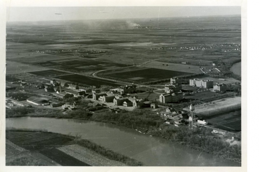 aerial shot of the old campus