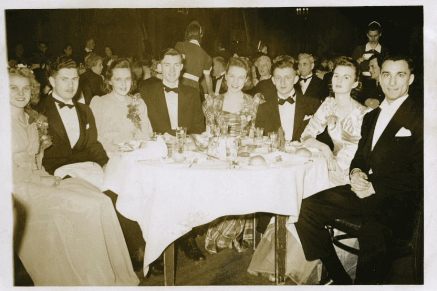 a group of friends during the grad dinner