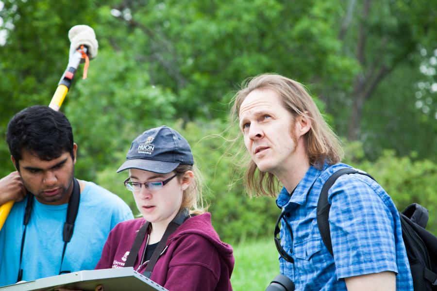 Kevin Frasier, a biological science graduate student on a research field work