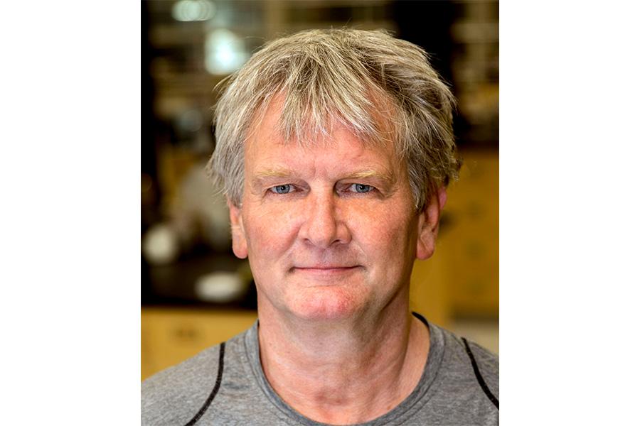 Joerg Stetefeld wearing a gray shirt and smiling at the camera.